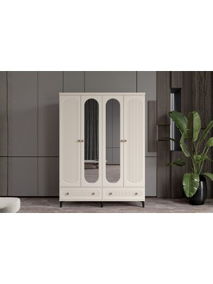 Doressa Cast Moon 4 Kapılı Aynalı Gardırop