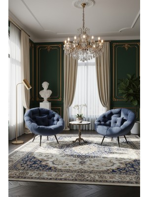 Avyna Collection – Çok Fonksiyonlu 2’li Tekli Koltuk & Berjer | Kahve Köşesi, Dinleme Koltuğu, Lacivert