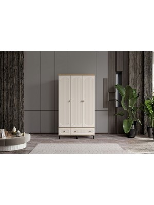 Doressa Cast Walnut 3 Kapılı Gardırop