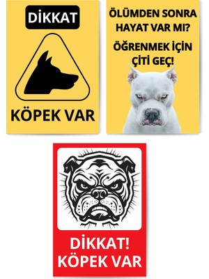 GLASSİFY 3’lü  Dekoratif Köpek  Var! Uyarı Levhası Seti