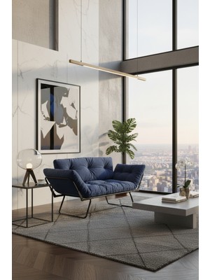 AVYNA Katlanır Yataklı Ikili Kanepe Çekyat – Mekanizmalı Modern Koltuk, Lacivert | Dayanıklı Metal Iskelet