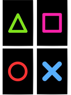 GLASSİFY 4’lü Minimalist Geometrik Sembol Mdf Tablo Seti