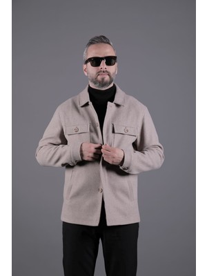 Ohepmoda Dikiş Detaylı Erkek Kaşe Kaban Mont