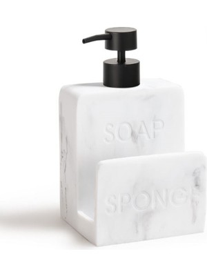 Poly Mermer Desen Sıvı Sabunluk – Pompalı Modern Banyo Dispenseri, Şık Mermer Görünümlü Tasarım
