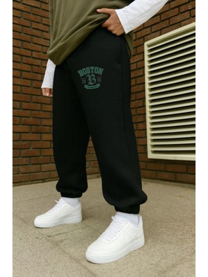 Eydamoon Erkek Kışlık Boston Baskılı Pamuklu Paça Lastikli Eşoman Altı