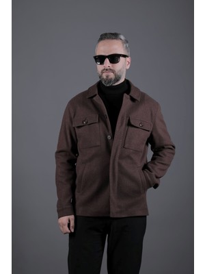 Ohepmoda Dikiş Detaylı Erkek Kaşe Kaban Mont