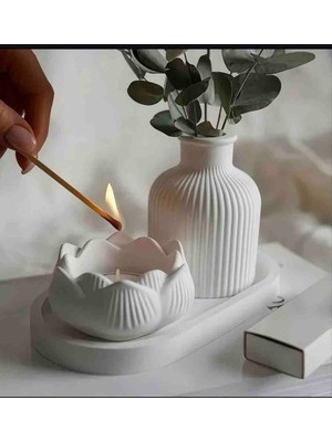 Baykuşlife Concept 3'lü Dekoratif Set Vazo Mumluk Altlık