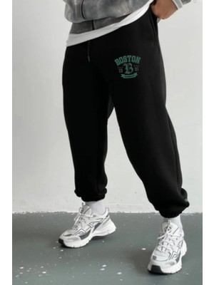 Eydamoon Erkek Kışlık Boston Baskılı Pamuklu Içi Yünlü Paça Lastikli Eşoman Altı