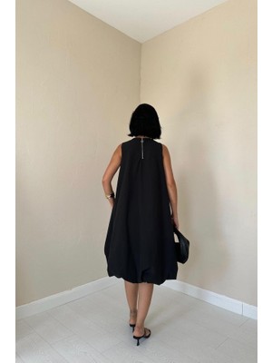 Eccey Butik Siyah Comfort Balon Elbise