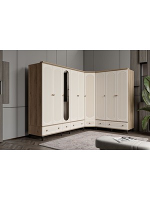 Doressa Cast Walnut Köşe Gardırop