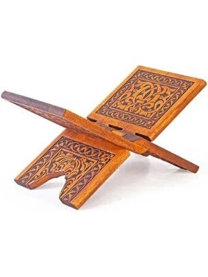 Ahşap Mini Boy 35 cm Yakma Desenli Masa Rahlesi