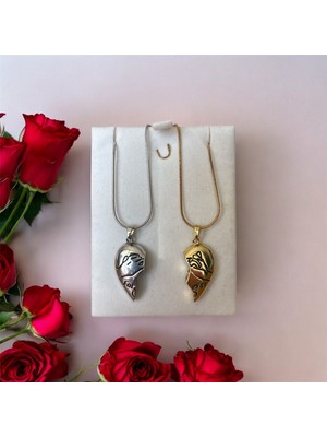 Reiz Sonsuza Kadar Aşk Temalı Mıknatıslı 14 Ayar Altın Kaplama Çelik Forever Kalp Kolye