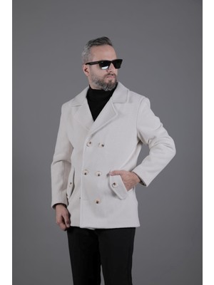 Ohepmoda Desenli Kruvaze Erkek Kaşe Kaban