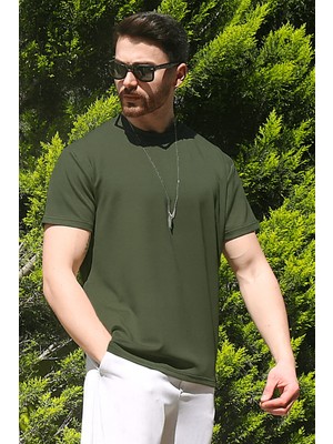 Eydamoon Erkek Yeşil Relaxfit Soft Touch Kırışmayan Modal Kumaş T-Shirt