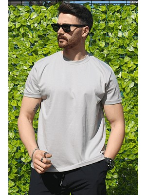 Eydamoon Erkek Taş Likralı Regular Kesim Süprem Kumaş %100 Pamuk Terletmez Ince T-Shirt