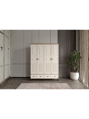 Doressa Merz Walnut 4 Kapılı Gardırop