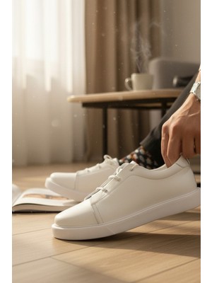 Enoch Hakiki Deri Günlük Lastik Bağcıklı Erkek Ayakkabı Comfort Taban Sneaker