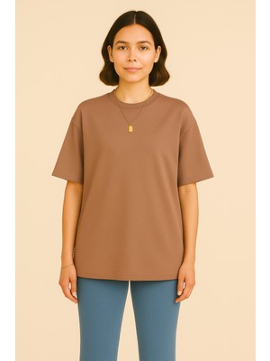 Eydamoon Kadın Basic Oversize Modal Kumaş T-Shirt Ipeksi Yumuşacık Canlı Renk Geniş Kalıp