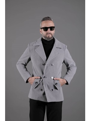 Ohepmoda Desenli Kruvaze Erkek Kaşe Kaban