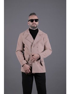 Ohepmoda Desenli Kruvaze Erkek Kaşe Kaban