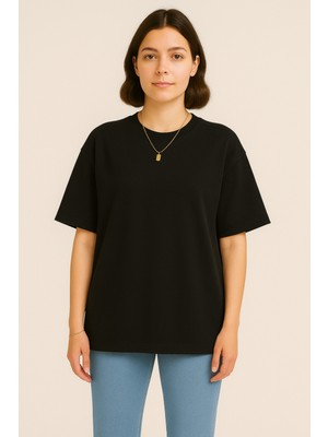 Eydamoon Kadın Basic Oversize Modal Kumaş T-Shirt Ipeksi Yumuşacık Canlı Renk Geniş Kalıp
