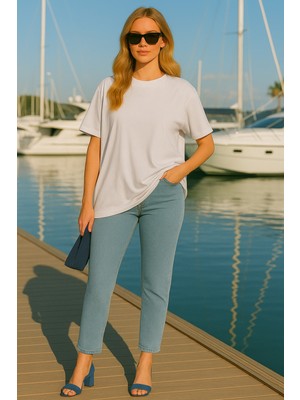 Eydamoon Kadın Regular Modal Kumaş Ütü Gerektirmeyen Ipeksi Yumuşacık Basic T-Shirt (Rahat Kalıp)