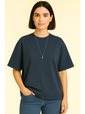 Eydamoon Kadın Basic Oversize Modal Kumaş T-Shirt Ipeksi Yumuşacık Canlı Renk Geniş Kalıp