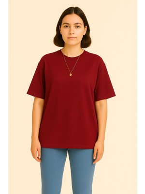 Eydamoon Kadın Basic Oversize Modal Kumaş T-Shirt Ipeksi Yumuşacık Canlı Renk Geniş Kalıp
