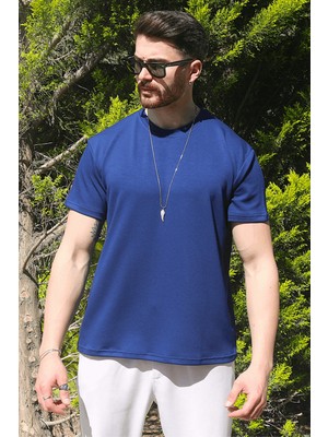 Eydamoon Erkek Lacivert Relaxfit Soft Touch Kırışmayan Modal Kumaş T-Shirt