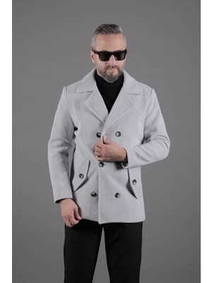 Ohepmoda Desenli Kruvaze Erkek Kaşe Kaban