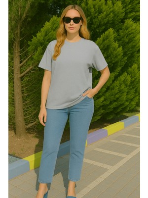Eydamoon Kadın Regular Modal Kumaş Ütü Gerektirmeyen Ipeksi Yumuşacık Basic T-Shirt (Rahat Kalıp)