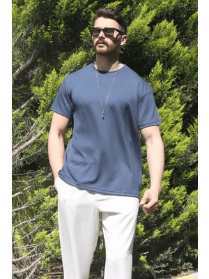 Eydamoon Erkek Füme Relaxfit Soft Touch Kırışmayan Modal Kumaş T-Shirt