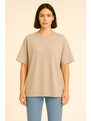 Eydamoon Kadın Basic Oversize Modal Kumaş T-Shirt Ipeksi Yumuşacık Canlı Renk Geniş Kalıp