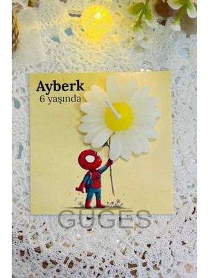 PremiumPort 20 Adet Spider Man Kart ve Papatya Mum Seti, Doğum Günü, Baby Shower Hediyesi