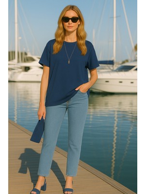 Eydamoon Kadın Regular Modal Kumaş Ütü Gerektirmeyen Ipeksi Yumuşacık Basic T-Shirt (Rahat Kalıp)