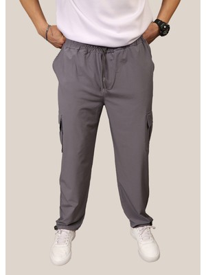 Eydamoon Erkek Metalik Likralı Baggy Kesim Kargo Cepli Ayarlanabilir Paça Yazlık Eşofman Altı