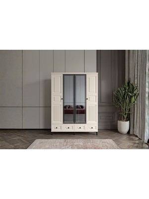 Doressa Merz Moon 4 Kapılı Camlı Gardırop