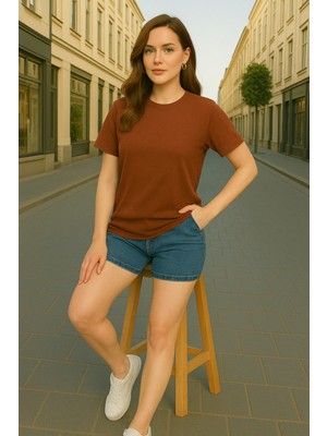 Eydamoon Kadın Regular Modal Kumaş Ütü Gerektirmeyen Ipeksi Yumuşacık Basic T-Shirt (Rahat Kalıp)