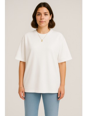 Eydamoon Kadın Basic Oversize Modal Kumaş T-Shirt Ipeksi Yumuşacık Canlı Renk Geniş Kalıp