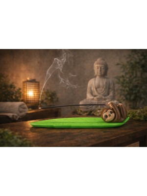 Otscraft Studio Yaprak Üzerinde Tembel Hayvan Figürlü Tütsülük | Dekoratif & Rahatlatıcı Tasarım