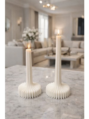 Nox Atelier Modern Spiral Tabanlı Uzun Şamdan Mum – 2’li Set