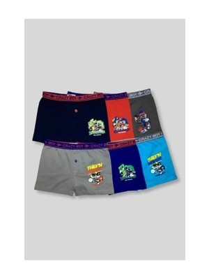 Tutku Erkek Çocuk Elastan Baskılı Boxer 6'lı Paket