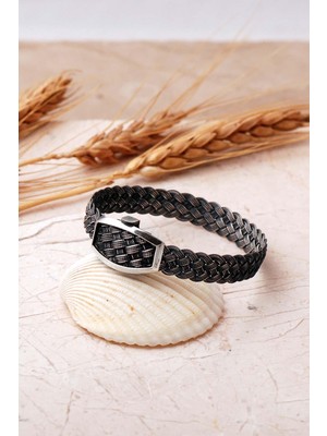 Sümer Telkari Sepet Örgü Hasır 925 Ayar Eskitme Gümüş Bilezik 4852