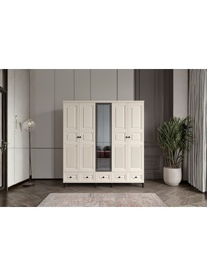 Doressa Merz Moon 5 Kapılı Camlı Gardırop