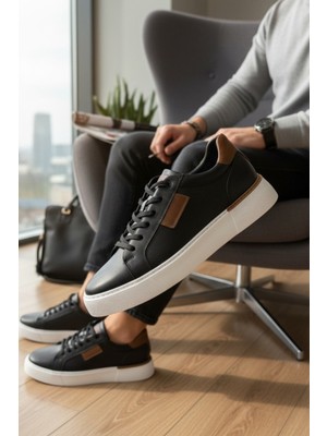 Enoch Hakiki Deri Garnili Günlük Erkek Sneaker Comfort Taban
