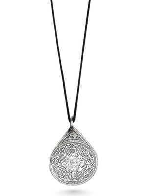 Oya Silver Ayetel Kürsi Dualı Çift Taraflı Gümüş Kolye 3.6x2.5cm [OYSY163]