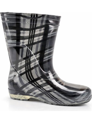 Fafatara Ekose Desenli Su Geçirmez Yağmur ve Bahçe Çizmesi – Kaymaz Tabanlı Günlük Kullanım Botu