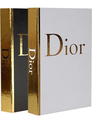 2'li Dior Beyaz ve Siyah Dekoratif Kitap Kutu