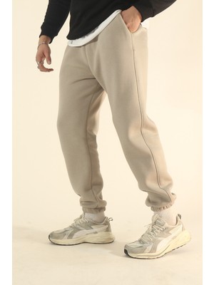 Eydamoon Erkek Taş Kışlık 3iplik Puf Kumaş Yumuşak Dokulu Paça Lastikli Eşofman Altı