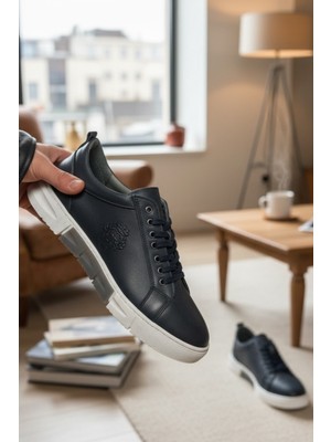 Enoch Hakiki Deri Arma Detaylı Günlük Erkek Sneaker Comfort Taban